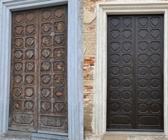 La porta del santuario di piazza IV Novembre è tornata al suo antico splendore