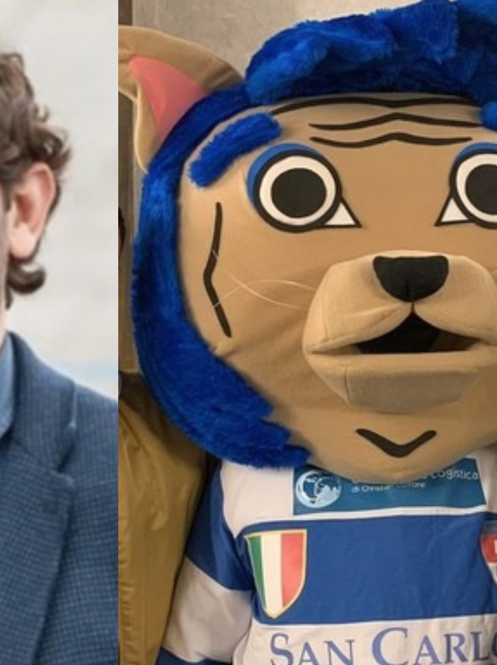 Nicolò Ramella ed Emanuele Gambertoglio con la mascotte