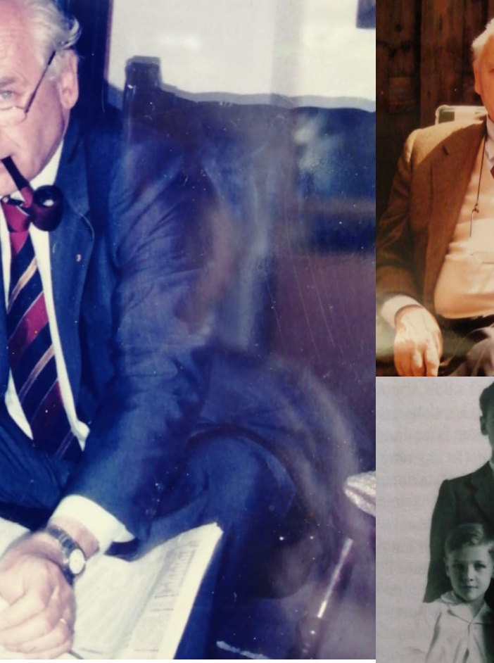 L'ingegner Randi da solo, con la «diletta moglie Carla&quot; e in una foto storica del suo libro - per cortesia della famiglia