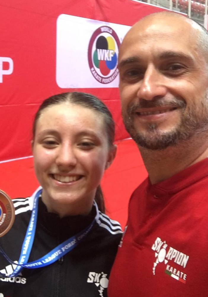 Roberta Dominici con papà Massimiliano: orgoglio suo e dell'Asd Skorpion Karate
