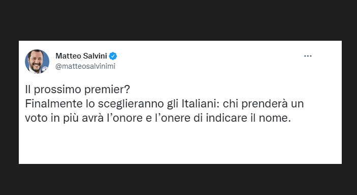 Salvini: «Il prossimo premier lo indicherà chi prenderà più voti»