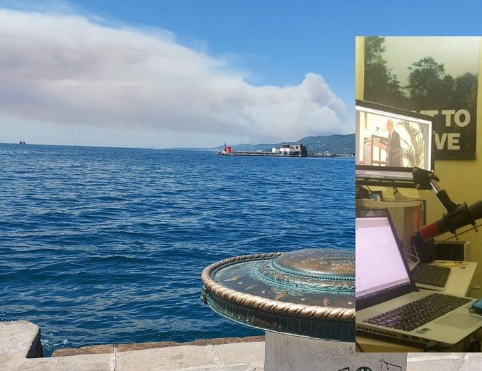 La foto del fumo all'orizzonte scattata ieri da Rosy Battaglia - nel riquadro la giornalista