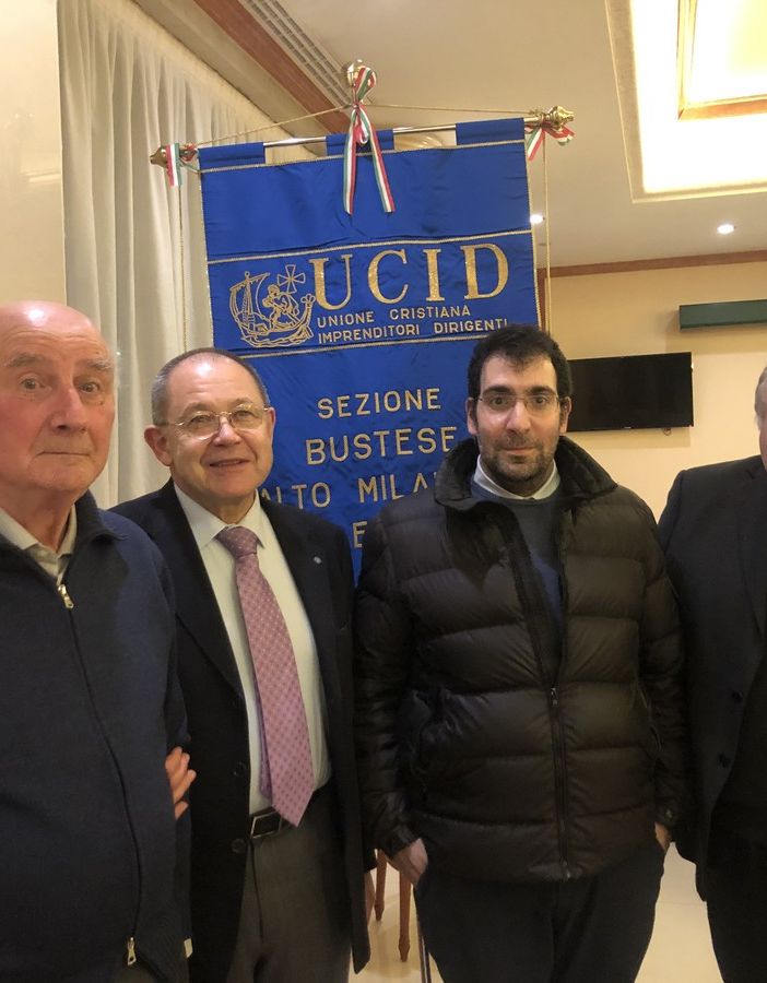Il responsabile della Capitolare Franco Bertolli, il presidente Ucid Gabriele Fontana, il conservatore della Capitolare Salvatore Bollini Marcora e il consigliere  Ucid Walter Picco Bellazzi