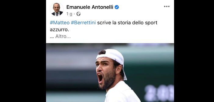 Il post di Emanuele Antonelli parte da Berrettini