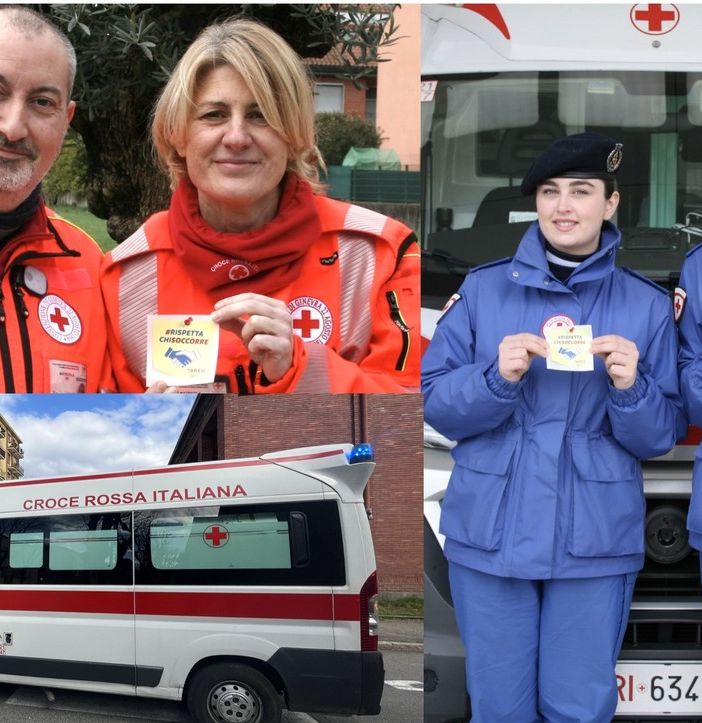 Alcune delle immagini condivise dalla Cri di Busto e un'ambulanza durante una manifestazione cittadina
