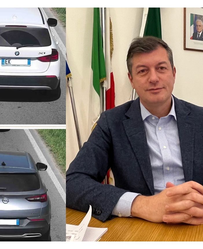 Le foto delle auto pubblicate e a lato il sindaco Pietro Zappamiglio