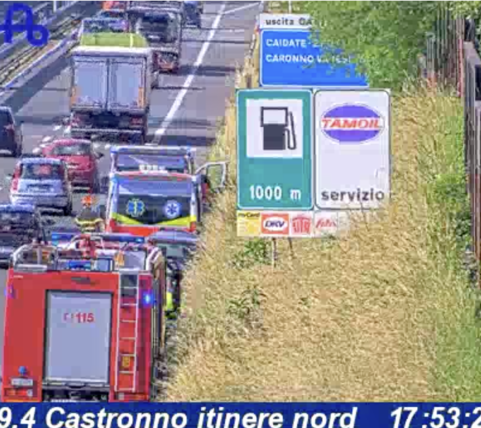 L'incidente visto dalle telecamere di Autostrade per l'Italia