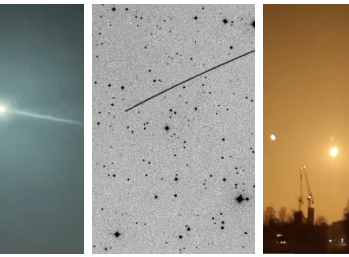 Le immagini del satellite durante la fase di disintegrazione e prima dell'ingresso in atmosfera, come osservata dai telescopi della Schiaparelli