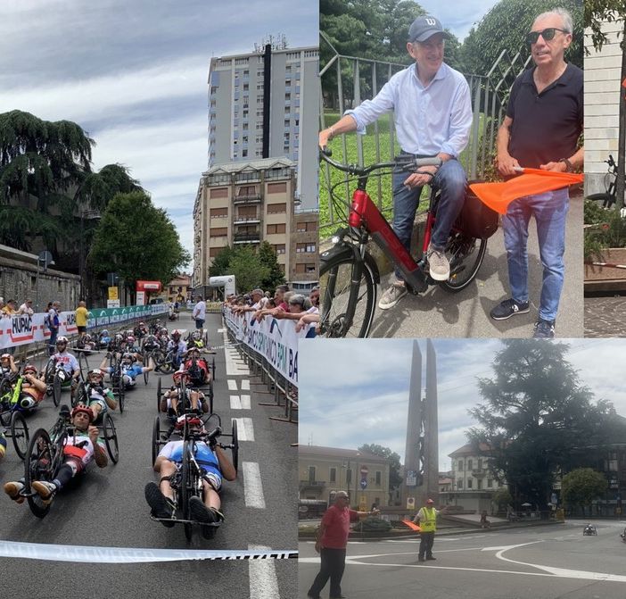 VIDEO E FOTO. Handbike, i campioni danno spettacolo. Il sindaco: «Busto è con voi»