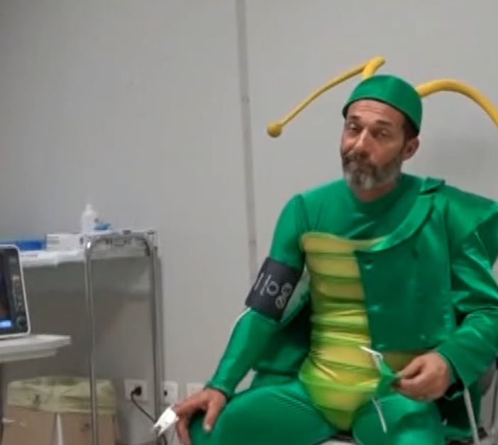 Max Laudadio, nei panni del Cicalotto, in ospedale