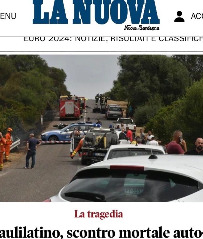 Così l'edizione online della Nuova Sardegna dà la notizia della tragedia