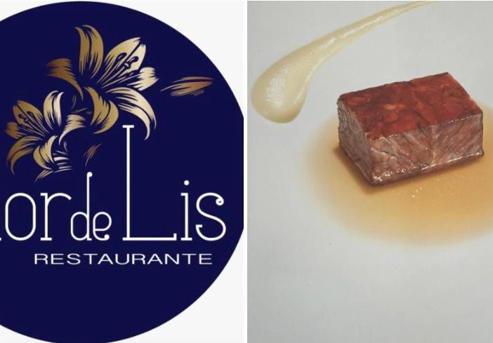 Il logo del ristorante Flor de Lis e uno dei piatti che verranno proposti
