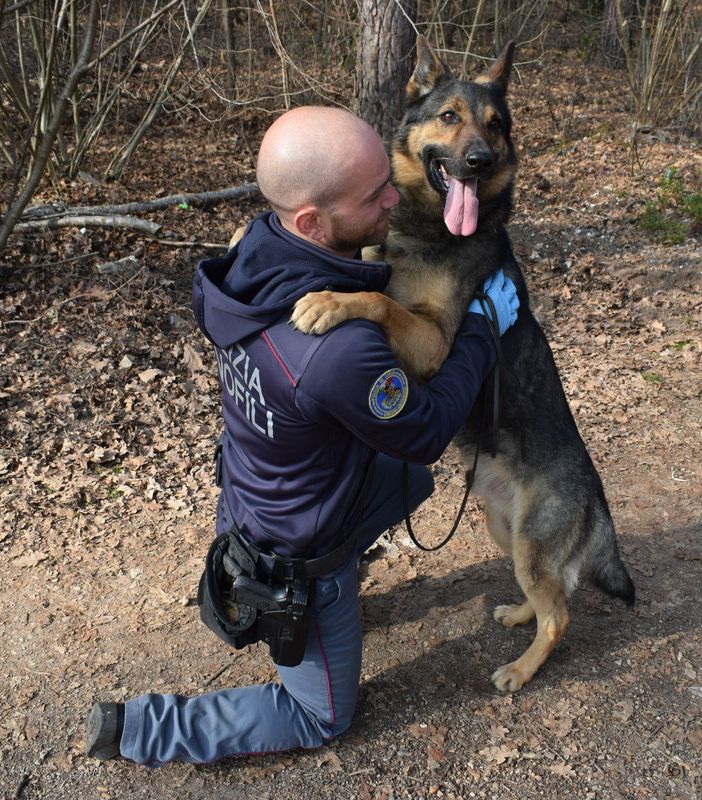 Blitz anti droga al Parco Pineta: il cane poliziotto Radau scopre l'hashish nascosto sotto terra