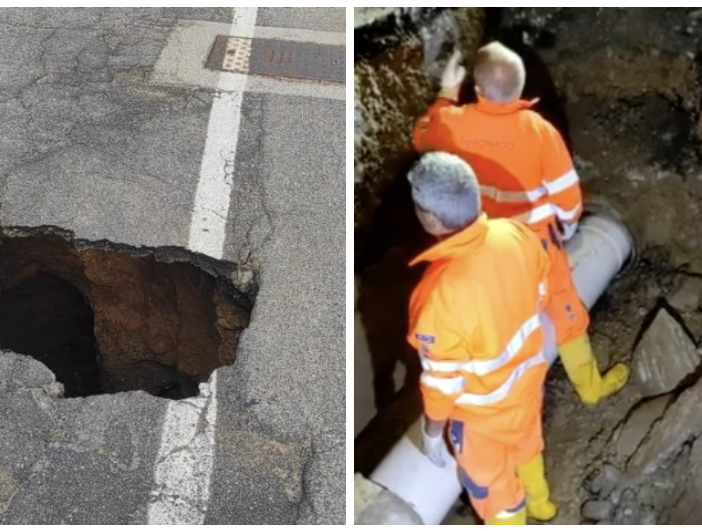 Voragine in via Macchio a Cavaria, lavori a pieno ritmo per il ripristino