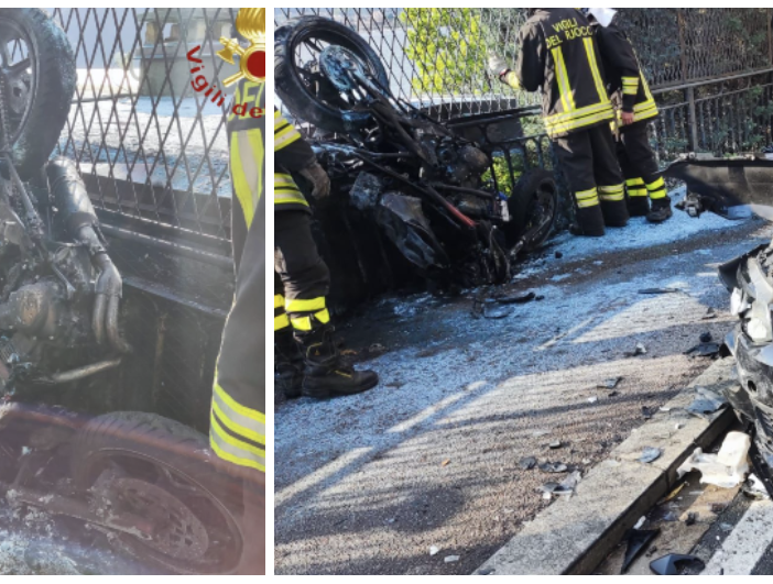 I mezzi coinvolti dopo l'incidente