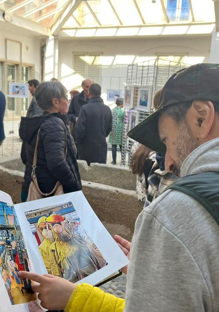 Alcuni momenti dell'inaugurazione della mostra (foto Comune di Varese)