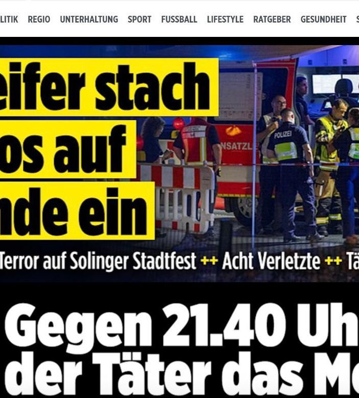 La Bild e l'attacco di ieri che ha provocato tre morti e otto feriti