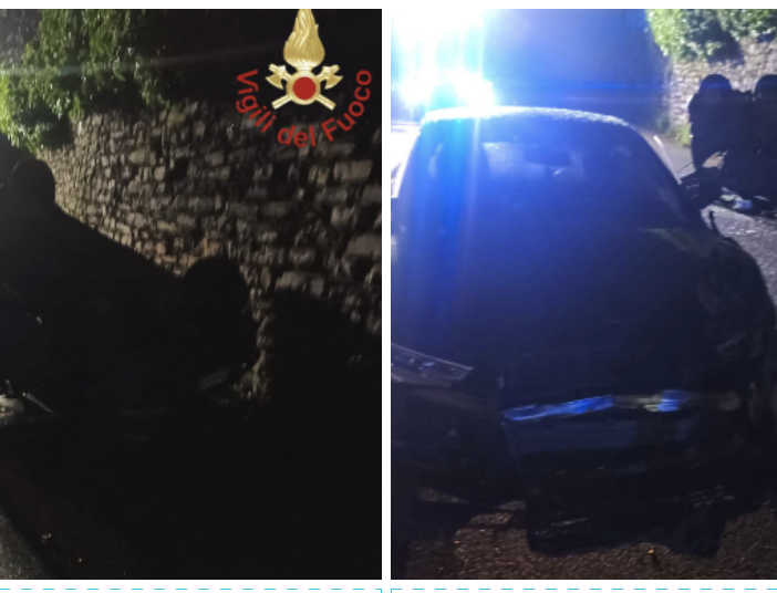 Carambola nella notte nel Comasco, auto si ribalta: feriti quattro giovani