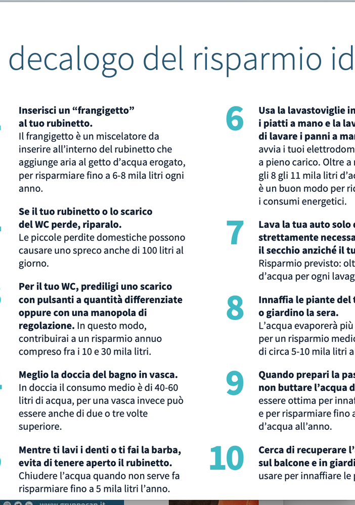 Il decalogo di Cap Holding diffuso dai Comuni