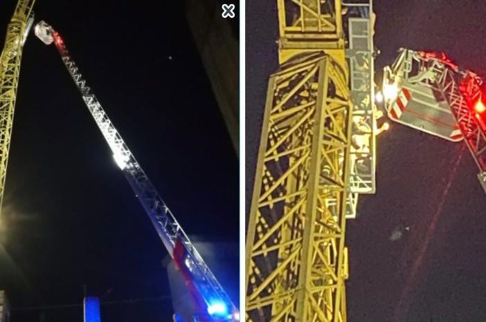 FOTO E VIDEO. Castronno, giovane s'arrampica nella notte su una gru di 25 metri: raggiunto e salvato