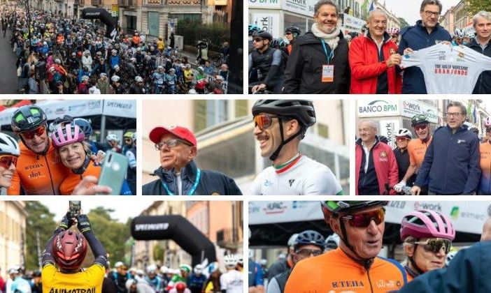 Una festa di popolo alla partenza della Gran Fondo Tre Valli Varesine con il ministro dell'Economia Giancarlo Giorgetti, il sindaco di Varese Davide Galimberti e il patron della Binda Renzo Oldani (fotoservizio Michele Del Re)