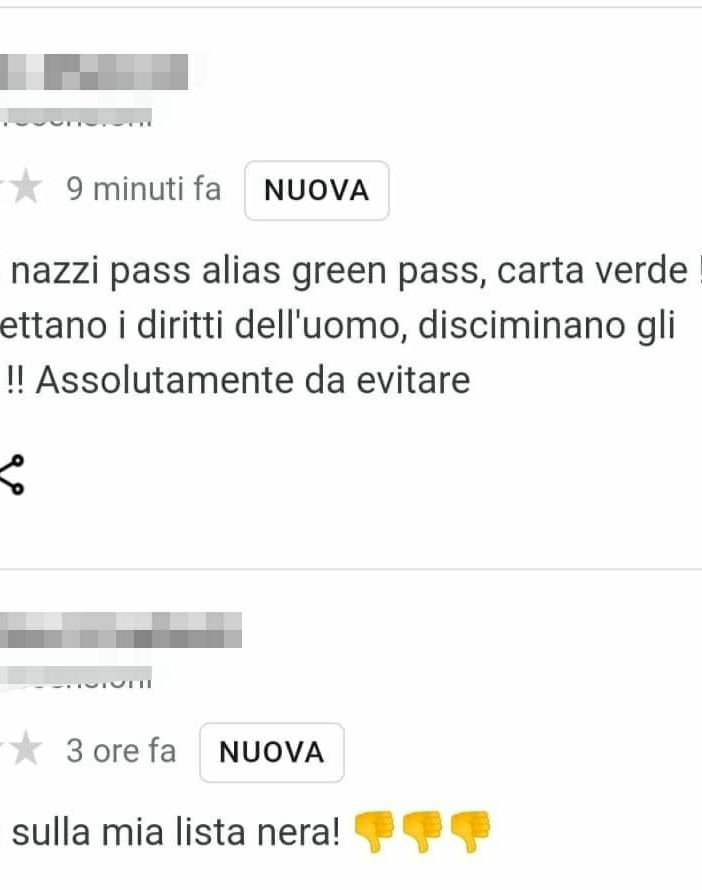 Anche ristoranti e palestre di Varese nel mirino dei no vax. Piovono recensioni negative e richieste di rimborso