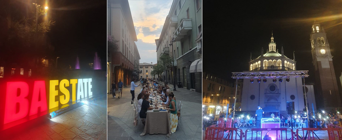 In 150 alla Cena di San Giovanni. E la scritta BA Estate illumina piazza Garibaldi In 150 alla Cena di San Giovanni. E la scritta BA Estate illumina piazza Garibaldi