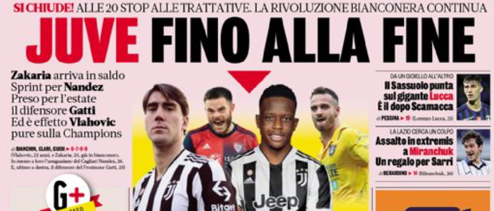 La prima pagina della Gazzetta