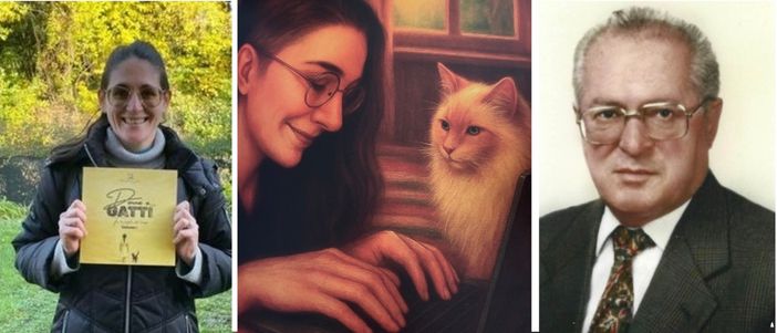 Maddalena Gentini con il libro, un'immagine tratta dallo stesso e nonno Gianni Fusetti