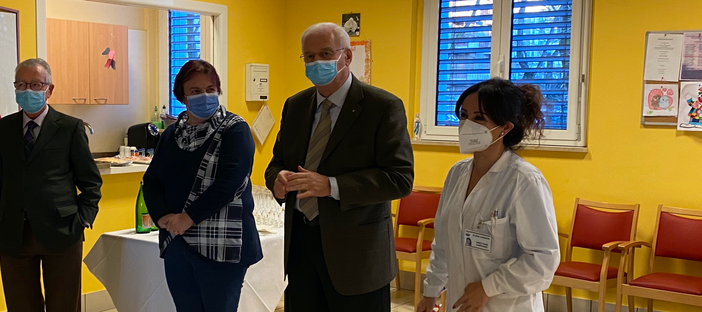 Nella prima foto Cassani e Doggi con Mazzucchelli, sotto Olivieri e Zanetti