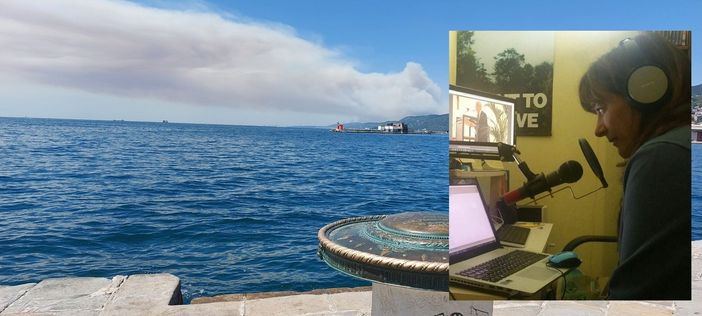 La foto del fumo all'orizzonte scattata ieri da Rosy Battaglia - nel riquadro la giornalista La foto del fumo all'orizzonte scattata ieri da Rosy Battaglia - nel riquadro la giornalista