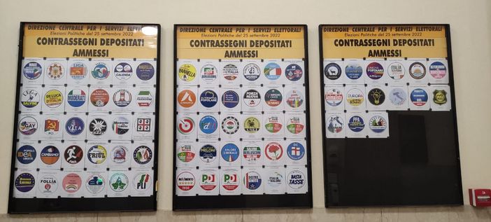 I contrassegni ammessi alle elezioni del 25 settembre dal sito del Ministero dell'Interno I contrassegni ammessi alle elezioni del 25 settembre dal sito del Ministero dell'Interno