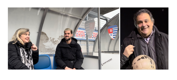 In panchina, per andare presto in campo, con Tommaso Brignoli. A lato Emanuele Gambertoglio