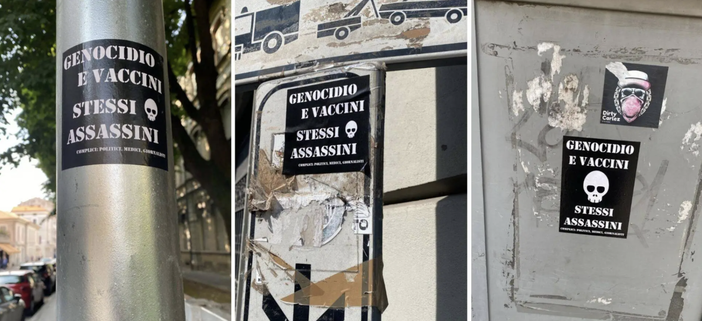 Gli adesivi trovati a Saronno