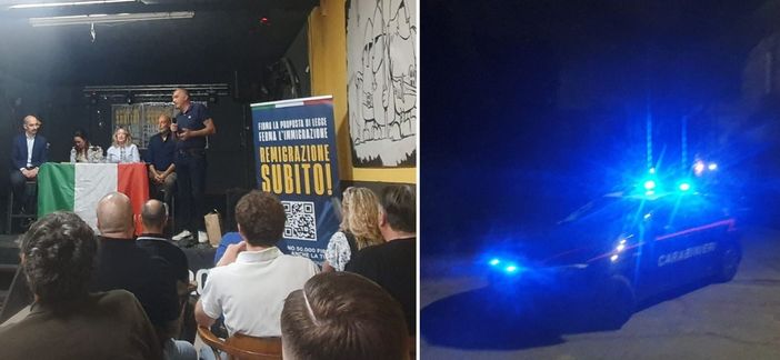 Remigrazione, una Comunità Giovanile gremita applaude ironicamente la sinistra. Protesta degli antifascisti Remigrazione, una Comunità Giovanile gremita applaude ironicamente la sinistra. Protesta degli antifascisti