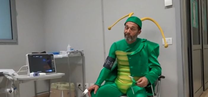 Max Laudadio, nei panni del Cicalotto, in ospedale