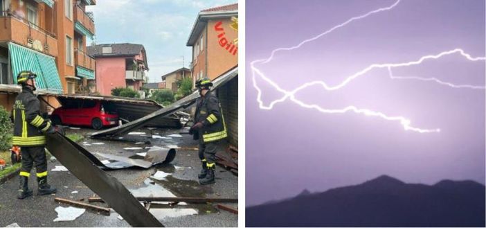 La lamiera di un tetto vola su un'auto a Ceriano Laghetto, fulmini nella notte sul lago Maggiore via NaturalMeteo grazie a Giacomo