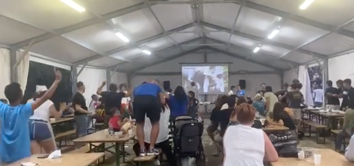 L'esultanza al primo gol dell'Italia