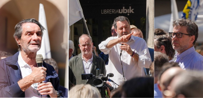 Da sinistra: Fontana, Calderoli, Salvini e Giorgetti