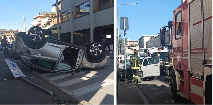 Ancora un incidente in via Maino, si ribalta auto. Paura e rabbia dei residenti