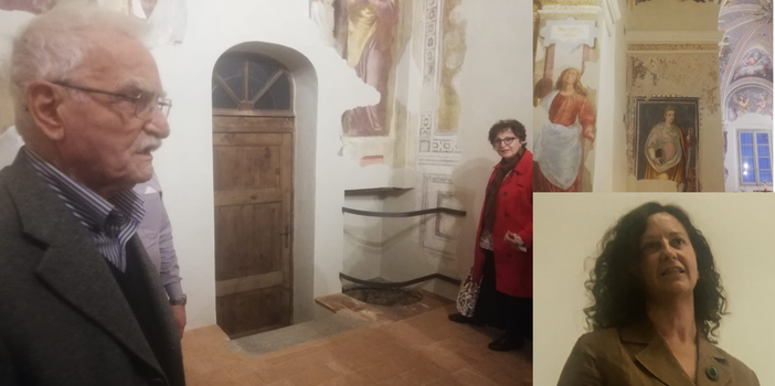 Ginetto Grilli guida nella Chiesa, la gente accorre per concerto e affreschi. La vicesindaco Maffioli