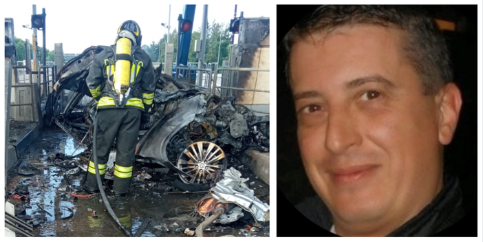 A sinistra: l'auto distrutta dalle fiamme. A destra: la vittima, Pietro Balzarini (foto Matteo Inzaghi Rete55.it) A sinistra: l'auto distrutta dalle fiamme. A destra: la vittima, Pietro Balzarini (foto Matteo Inzaghi Rete55.it)