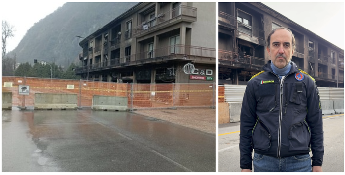 L'edificio danneggiato dalle fiamme e il sindaco Santagostino sul posto L'edificio danneggiato dalle fiamme e il sindaco Santagostino sul posto