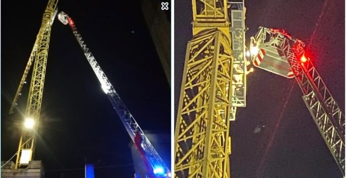 FOTO E VIDEO. Castronno, giovane s'arrampica nella notte su una gru di 25 metri: raggiunto e salvato