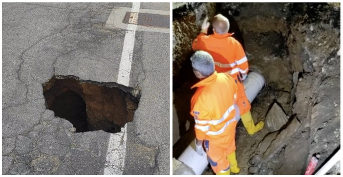 Voragine in via Macchio a Cavaria, lavori a pieno ritmo per il ripristino Voragine in via Macchio a Cavaria, lavori a pieno ritmo per il ripristino