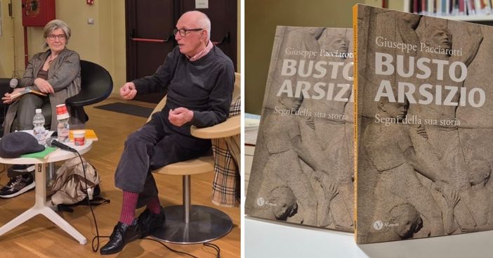 Giuseppe Pacciarotti con Marilena Lualdi e la copertina del suo libro