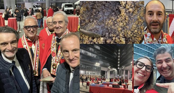 Dai profili social di Magistero e Tasso Culinario. I preparativi prima dell'arrivo dei commensali, poi gli assaggi Dai profili social di Magistero e Tasso Culinario. I preparativi prima dell'arrivo dei commensali, poi gli assaggi