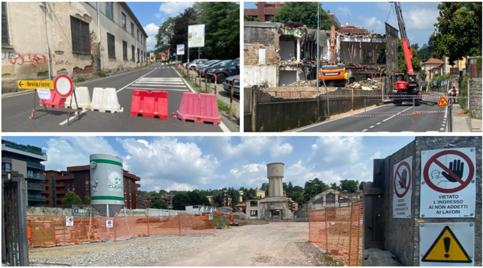Via Crispi chiusa per una giornata cruciale nei lavori di demolizione all'ex Aermacchi