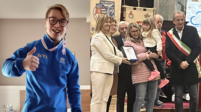 Riccardo splende d'oro in Turchia. Accanto, la sorella Sara ritira il premio alla Pasqua dell'Atleta Riccardo splende d'oro in Turchia. Accanto, la sorella Sara ritira il premio alla Pasqua dell'Atleta
