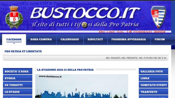 Il sito del bustocco.it luogo di incontro tra i tifosi e storia compie 19 anni Il sito del bustocco.it luogo di incontro tra i tifosi e storia compie 19 anni